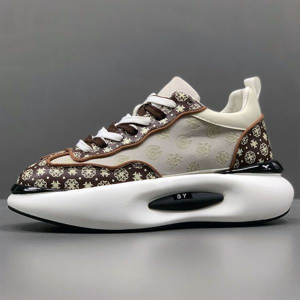 Nuove scarpe da ginnastica robuste da uomo scarpe da corsa con suola morbida Moda casual in pelle microfibra traspirante Scarpe da tavola con piattaforma rialzata