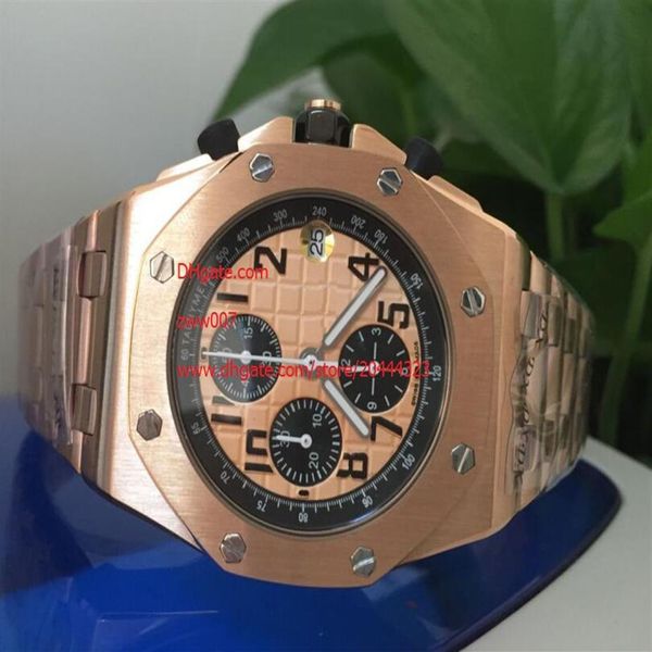 Заводской поставщик мужские часы для наручных часов 42 мм кварцевый Quartz Ramon Chronograph Черная нержавеющая сталь часов розы GO276G