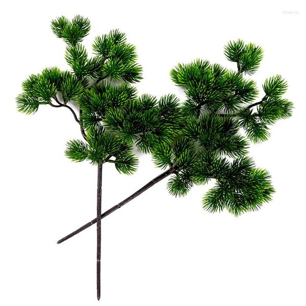 Flores decorativas 2pc 40cm único Big Pine Green Branch Simulation folhas plantas de boas -vindas a acessórios de bonsai decoração em casa