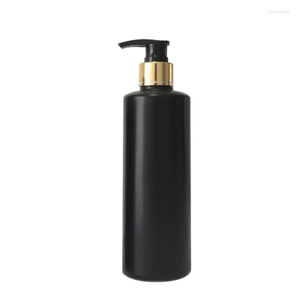 Bottiglie di stoccaggio 20 pz 300 ml vuoto nero lozione oro pompa shampoo gel contenitore con tappo a disco dispenser sapone liquido bottiglia PE