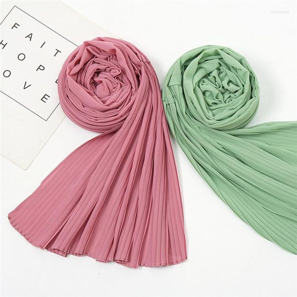 SCARPE 2023 Scialle di colore solido e avvolgono Hijab bolle semplici Crinkon Chiffon Scarf Women Female Muslim Long Head