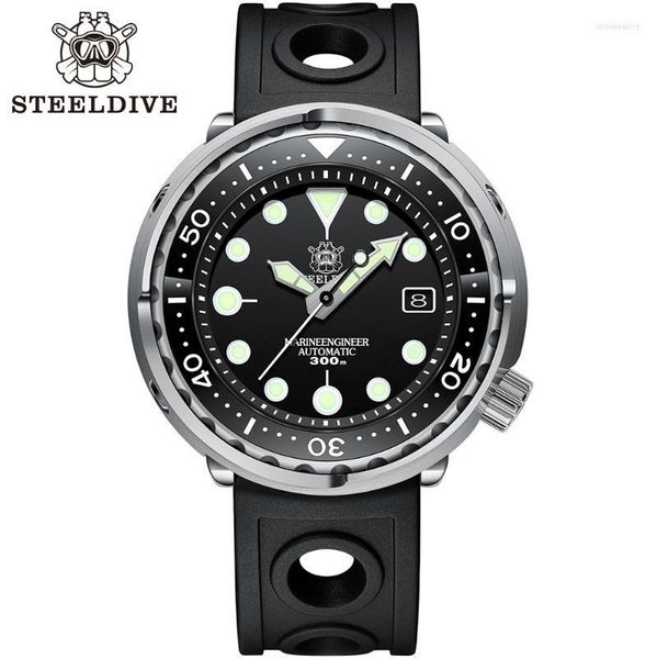 Avanços de pulso SD1975 Relógio de luxo de 300m Relógio mecânico de pulso mecânico 300m C3 Relógio luminoso Sapphire Mirror Men's Automatic Dive Watchwrist