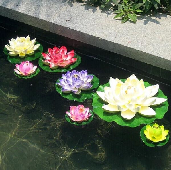 Dekoratif Çiçekler Çap 60cm Büyük Yapay Dekorasyonlar Lotus Çiçek El Sanatları Su Havuzu Sahte Eva Noel Süsleme Düğün Dekor