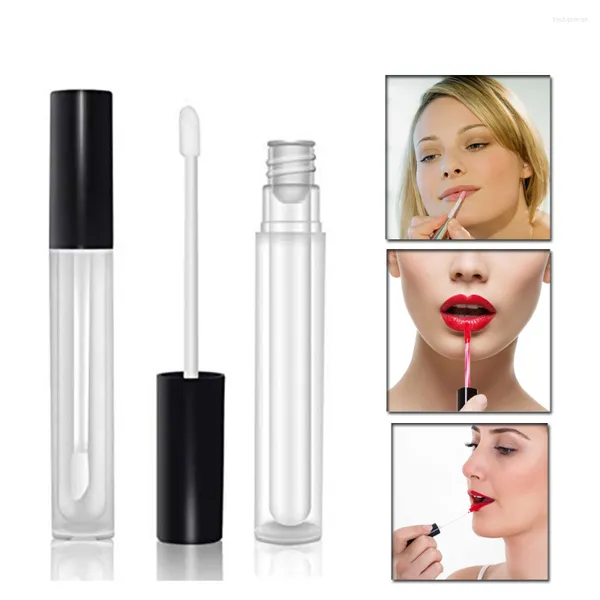 Garrafas de armazenamento 10 pacote 10 ml Diy Clear Reabilável Tubos de brilho labial vazio Tubo de batom preto com inserções de borracha