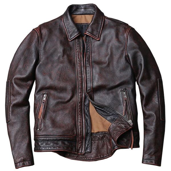 Casaco de jaqueta genuína automotiva para homens para homens vintage motocicleta cheiro de choque europeu Tuxedo traje casacos 5xl streetwear