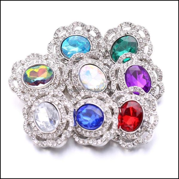 Diğer Oval Rhinestone Snap Düğmesi Takı Bileşenleri 18mm Metal Çiçek Çıtçıtları Düğmeleri Uygun Bilezik Bileklik Noosa B1205 Bırak Teslimat Fi Dhjyt