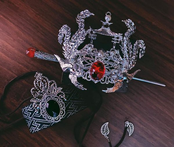 Партийная маски древний китайский головной убор ретро -волосы Crown Vinbtage Warrior Sworksman Cosplay Headwear Hanfu аксессуары