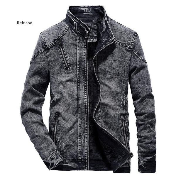 Jackets masculinos de jeans vintage Men Slim Fit Solid Color Casual Mens Casal Caso de Moda de Moda Roupas Para Bluemen de Black