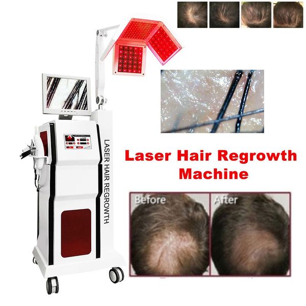 Laser verticale professionale per la ricrescita dei capelli Macchina anti-perdita di capelli 650nm Fotobiomodulazione rossa Terapia della luce Attrezzatura per elettroterapia a 9 posizioni per parrucchiere