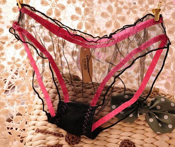 Moda kadın kız gazlı Gidlik Dantel Külot Şeffaf Şeker Renkleri Külot Tanga Pamuk Pamuk Kılavuzu İç çamaşırı Knickers 6pcs Hediye