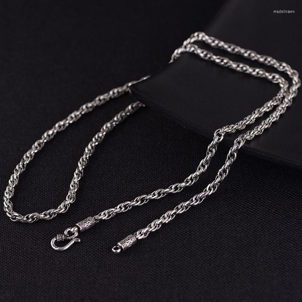 Цепи Тайский серебряный классический ретро -веревочный ожерелья для мужчин женщин S925 стерлинговой длинноцелевой поперечный поперечный