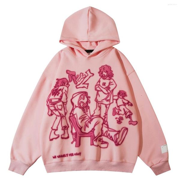 Männer Hoodies LACIBLE Cartoon Linie Charakter Druck Hoodie 2023 Ankunft Frühling Herbst Oberbekleidung Männer Frauen Outdoor Sweatshirt