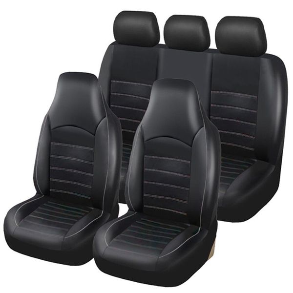 Coprisedile per auto in pelle PU aggiornato con airbag Accessori per auto universali Set completo Unisex Adatta alla maggior parte delle auto SUV Stile business morbido e confortevole