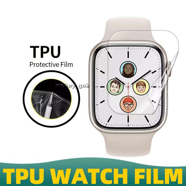 Full Coverage Full Glue Silicone Hydrogel TPU Film Sensitive Touch Abbattimento Smart Watch Screen Protector per Apple Watch S7 S8 Ultra 49mm 45mm 41mm 40mm 44mm 42mm 38mm