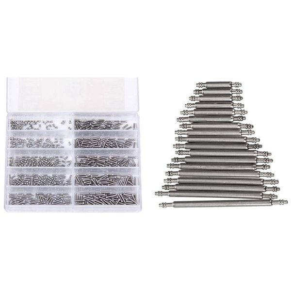 İzle Onarım Kitleri Araçlar Set 340 Paslanmaz Çelik Yay Çubuk Pimleri 1.5mm 1000 PCS 10 Boyutlar DIA 1.2mm Saat/Gözlük Vidaları Kiti