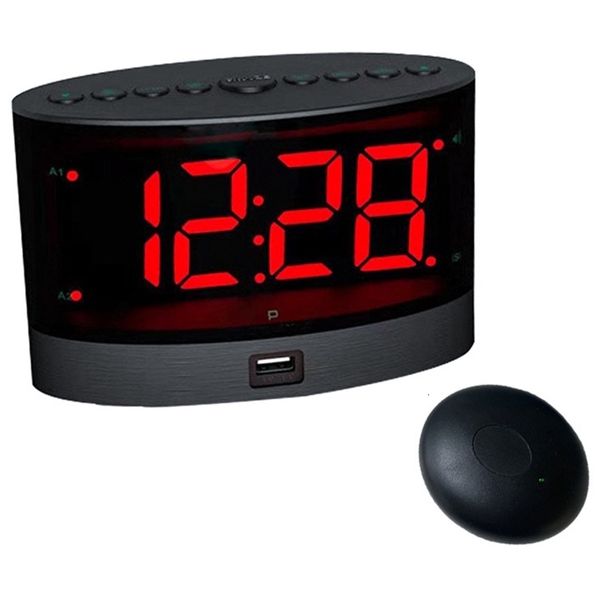 Relógios de mesa de mesa Almo alarme com a cama sem fio Shaker vibrando dual para dormentes pesados ​​surdos e deficientes auditivos 230228