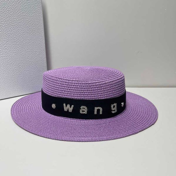 Geniş Memlu Şapkalar Yeni Kadınlar Mektup Hasır Şapka Şerit Kravat 7cm Strim Boater Şapka Derby Beach Sun Sun şapka Lady Yaz Geniş Mızrak Koruma Şapkaları G230227