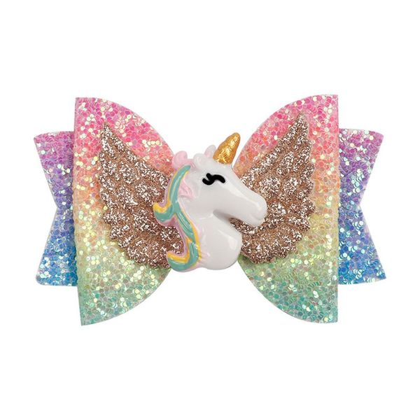 Glitter Wing Hair Baws Unicorn Ribbon Bows Girls Hairpins Fairy Clips ângulo artesanal Barrettes Roupet Cheftwear