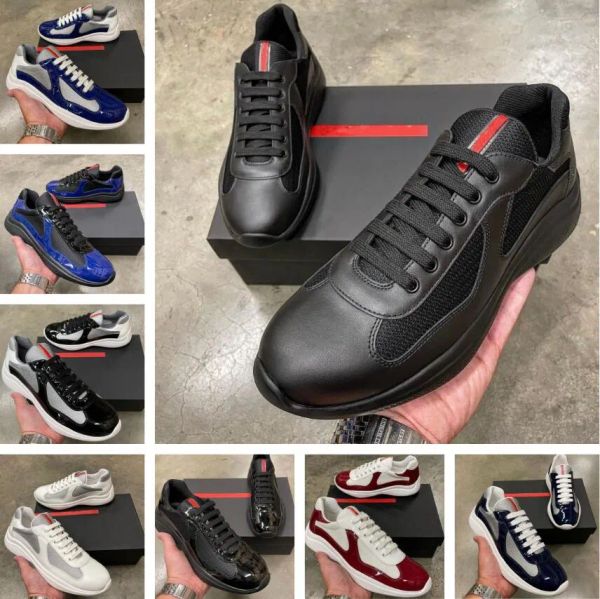 Popular America Cup Brand Men Sapatos Tênis de couro Patente Tênis Técnicos Excelente esportes ao ar livre calçados de fácil vestuário EU38-46 Caixa original