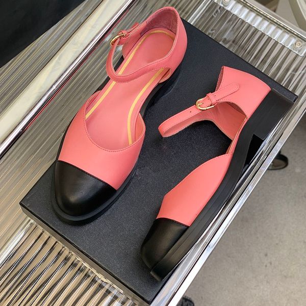 Sandali da donna Troiate di punta di piedi retrò tacchi grossi con fibbie caviglia regolabili Pompa e slingback rosa classiche scarpe casual all'aperto da donna di grandi dimensioni 41