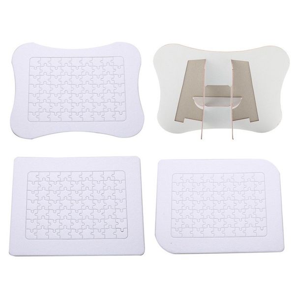 Sublimationsrohlinge Puzzles mit Ständer Fotorahmen für DIY Custom White Cardboard Heat Transfer Blank Puzzle A4 Größe 63St