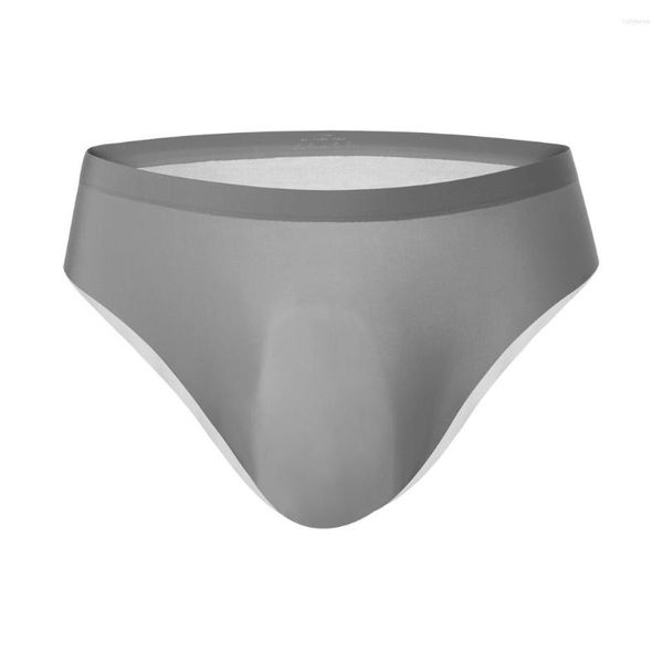 Unterhosen Herren Sexy Höschen Schritt Nahtlose Eisseide 3D Slips Atmungsaktiv mit einem Loch Faserzubehör