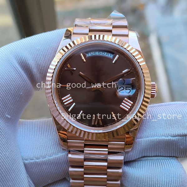 Menes Watch BP Factory 40 -мм автоматическое движение Roes Gold Chocolate Rome Deal Date Men 904L Стальный ремешок BPF водонепроницаемые светящиеся наручные часы Оригинальная коробка