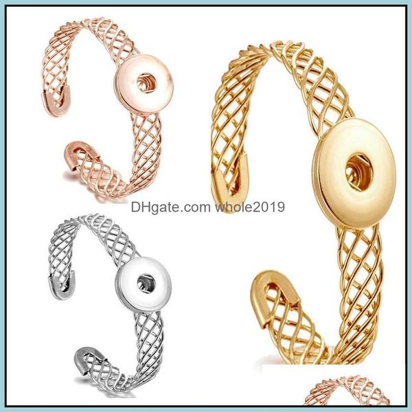 Манжета Noosa Snap Bracelet Jewelry Sier Gold Ginger Blotons Open Bangle Fit Diy 18 -миллиметровые снимки классические браслеты доставки Dhcya