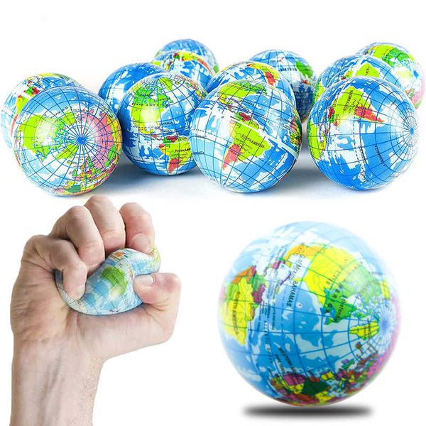 Decorações, alívio do estresse, mapa mundial mapa do mundo ornamentos de espuma PU Sponge Ball Ball Atlas Globe Palm Planet Planet Acessórios de decoração de interiores R230228