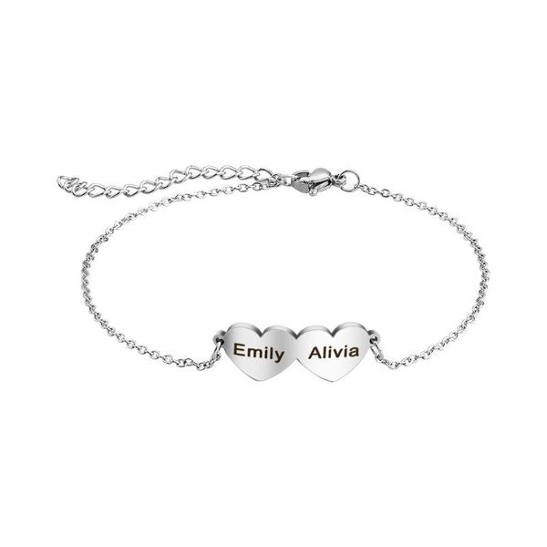 Braccialetti a maglie in acciaio inossidabile fai-da-te a forma di cuore con scritta personalizzata Bracciale con lunghezza regolabile