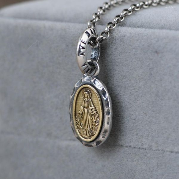 Collane con ciondolo Collana ovale della Vergine Maria di moda classica vintage per uomo Donna Religione Amuleti Fede Accessori per la Chiesa