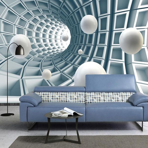 Sfondi moderni creativi 3D Tunnel Space Po Murales di carta Soggiorno TV Sfondo Decorazioni per la casa Copertura di arte astratta