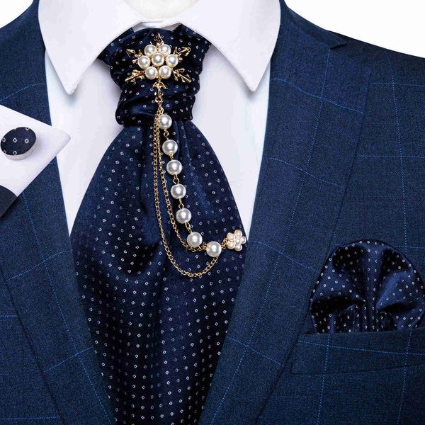 Cravatte Cravatta Ascot Cravatte per uomo Cravatta Homme Sciarpa di seta Cravatta floreale Spilla gioielli 4 pezzi Set Abito formale Abito smoking Gilet Accessorio J230227