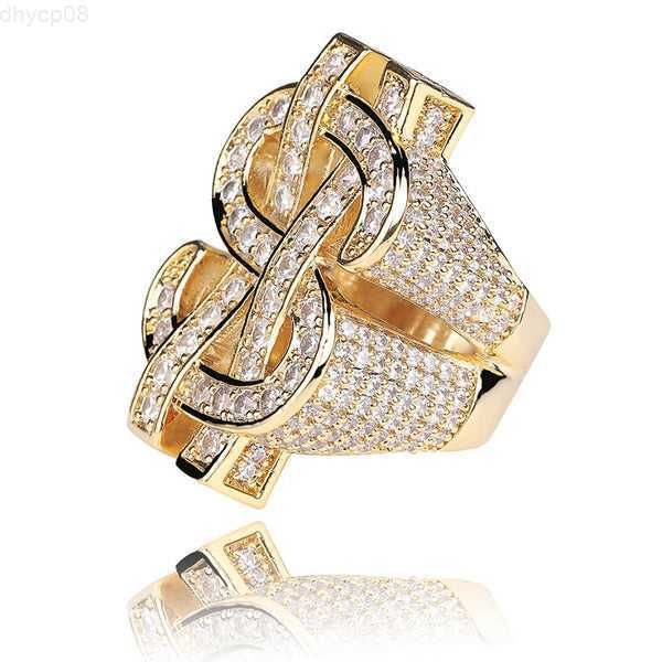 2020 Neues Design Silber Gold Dollar Symbol Moissanit Hip Hop Schmuck Punk Ring