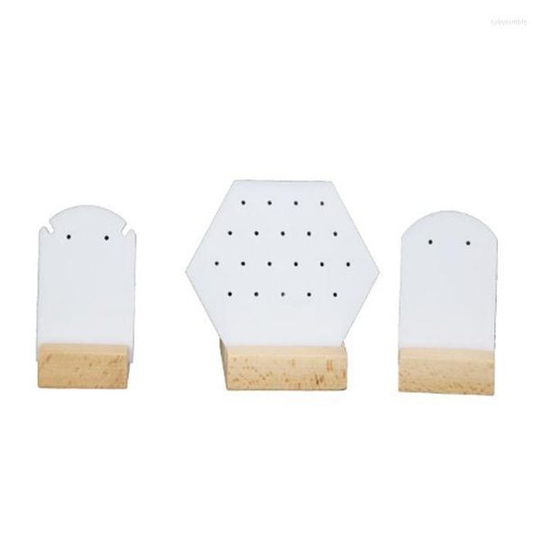 Portagioielli Organizer Stand Portaorecchini in plastica bianca Espositore per orecchini alla moda (3 pezzi)