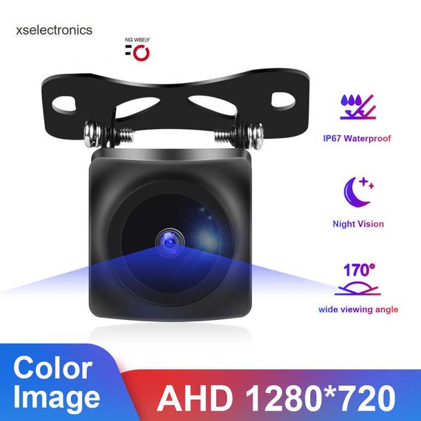 ATUALIZAÇÃO PODOFO AHD HD Câmera traseira de visualização traseira do carro reverso monitor de vídeo universal Monitor à prova d'água de 170 graus Backup Night Vision Lens DVR