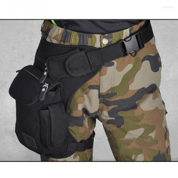 Sacos de armazenamento homens Lona Drop Leg Bag Cintura Fanny Pack Cinto Quadril Bumbum Militar Viagem Multiuso Ombro Mensageiro