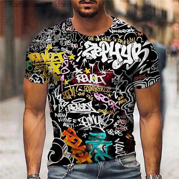 Camisetas Masculinas 2023 Camisetas Masculinas 3D Graffiti Impressas Camisetas para Homens Verão Moda Casual Mangas Curtas com Decote em O Camisetas Soltas Grandes Camisetas T230601