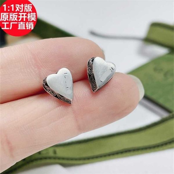 70% di sconto gioielli firmati bracciale collana anello 925 modello di intaglio della vite vecchio amore viso luminoso orecchini a forma di cuore orecchini da donna da uomo