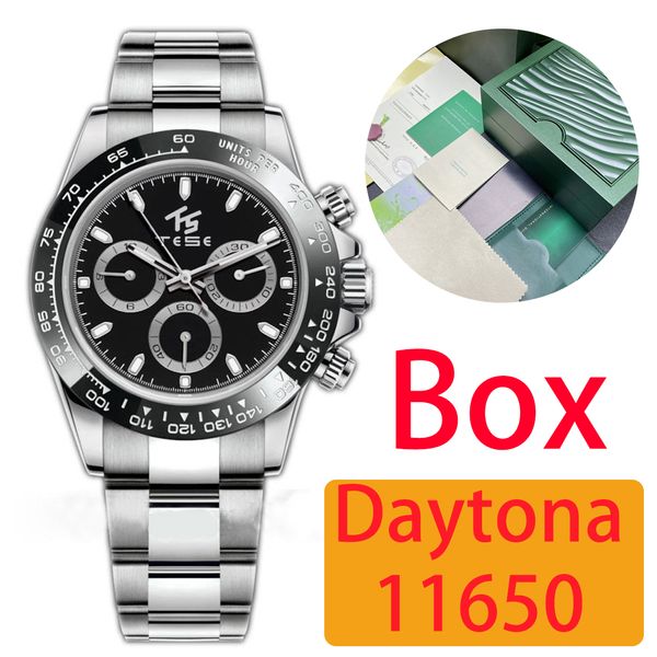 Top Racing Daytona Relógio de luxo masculino Esportes de luxo Relógio de máquinas automáticas Relógio de negócios em aço inoxidável Mergulho à prova d'água Cerâmica Panda Brilho Cronometragem Safira