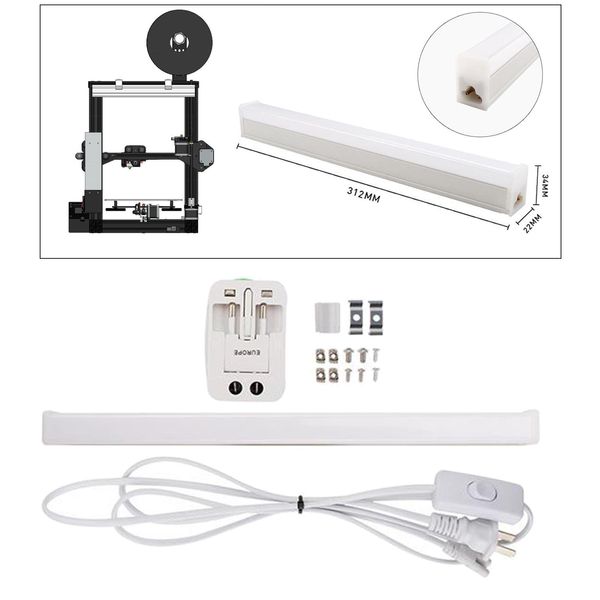 Digitalizando o kit de luz do tubo de tubo LED 3D de impressora com cabo de chave para CR10 CR10S CR10 4S 5S MINI CR20 ENER3 PRO ENER3 V2 ACESSÓRIOS