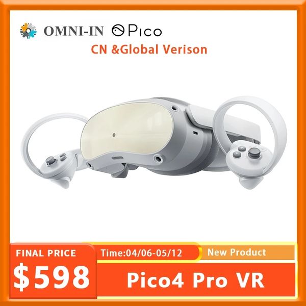 Occhiali Pico4 Pro VR All-in-one Machine 8 + 512G Supporta il tracciamento degli occhi Acquisizione dell'espressione facciale 6dof Spatial Pico 4 Pro Headset