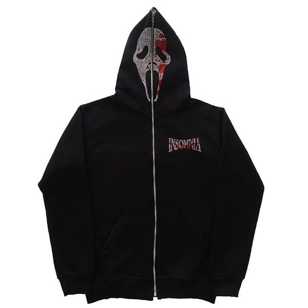 Moletons com capuz masculino Zip Hoodie demon goth moletom esporte casaco pulôver gótico Y2k manga longa casaco com capuz oversized moletons masculinos emo 230531