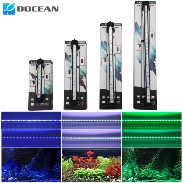 Aydınlatmalar Docean akvaryum balık tankı beyaz LED ışık 18/28/38/48cm sualtı dalgıç dalgıç hafif su geçirmez klip lambası su dekoru eu fiş