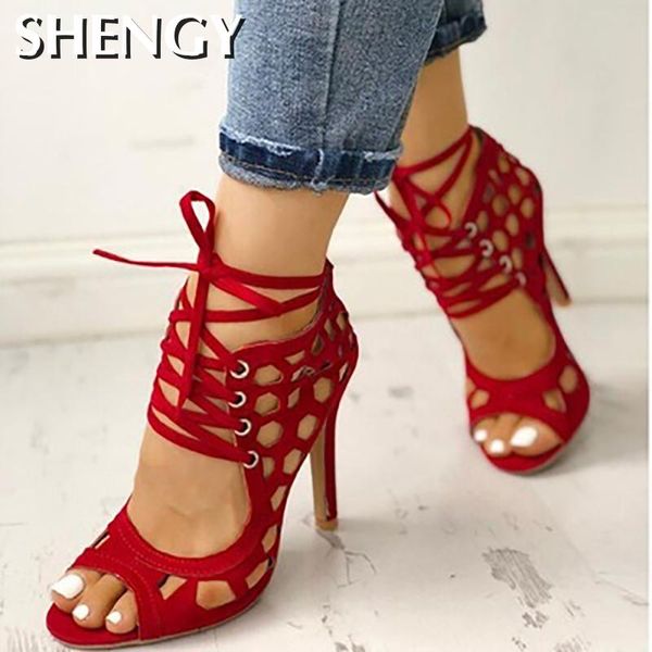 Damen Sandalen Feine hochhackige Mode 2022 Casual Fighter High Heels Damenschuhe Sommer Cross Strap Sandalen