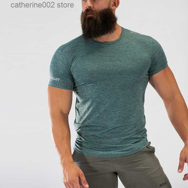 Erkek Tişörtler Echt T-Shirt Mens Kısa Kollu Tişörtlü Erkek Spor Salonu Vücut İnşa Cilt Sıkı Termal Sıkıştırma Gömlekleri Egzersiz T230601