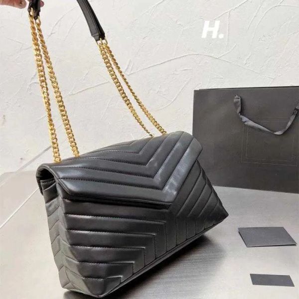 Bolsa LOULOU de tamanho grande de designer de luxo Bolsa de luxo genuína Bolsa de compras em couro de ovelha acolchoada Bolsa de corrente WOC Bolsa de moedas TOTE