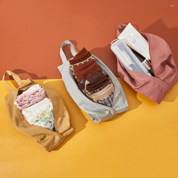 Bolsas de cosméticos Bolsa de armazenamento de maquiagem dobrável Bolsa organizadora de viagem portátil Grande capacidade Toalha de lavagem Comestics Meia roupa íntima