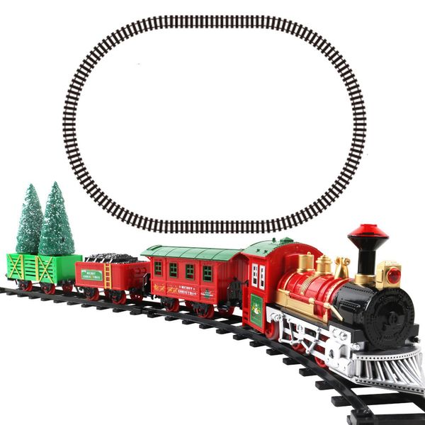 Электрический/RC Трек Электрический поезд игрушечный железнодорожный железнодорожный железнодорожный железнодорожный железнодорожный железнодорожный набор железнодорожных дорожек интерактивный рождественский подарок 230601