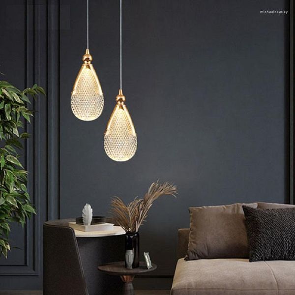 Luminárias pendentes Luzes LED de luxo Lustres de cristal linha longa penduradas para bar escada casa quarto cabeceira decoração lâmpada